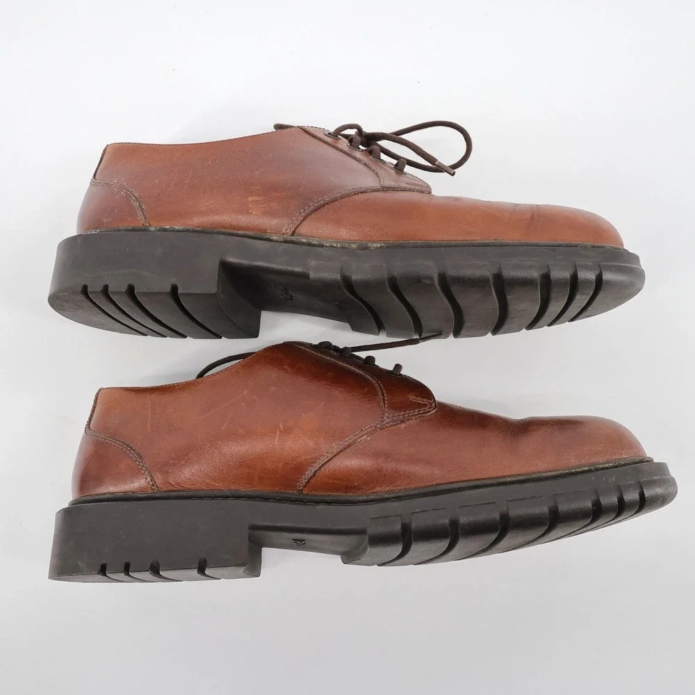 Polo Ralph Lauren Lug Sole Derby Shoes Brown Mens 9.5 D - Missing Insole